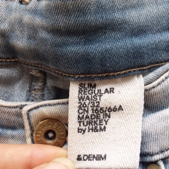 H&M Men's Acid Wash Distressed Slim Fit Jeans 26/32R - Picture 2 of 4